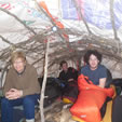 Relaxing in a Group Shelter