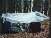Relaxing at an improvised camp