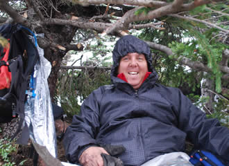 David in the remnants of the Shelter Awaiting Rescue