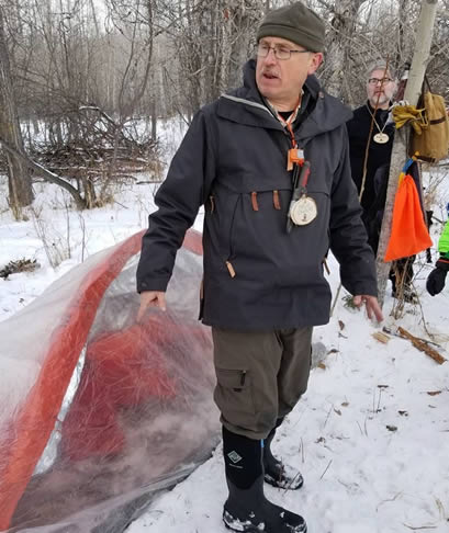 Bruce Zawalsky teaching shelter building