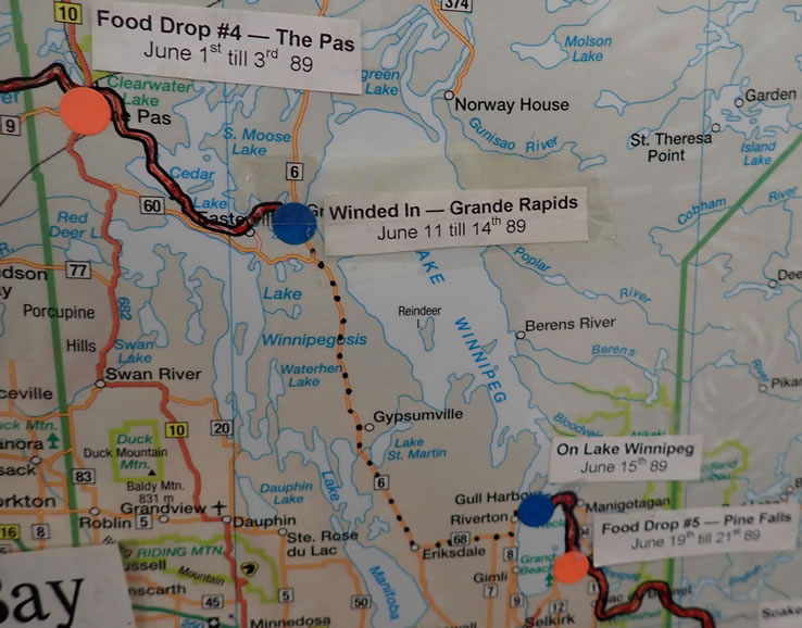 Map of the Paddling Route through Manitoba