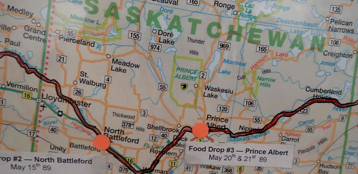 Map of the Paddling Route through Saskatchewan