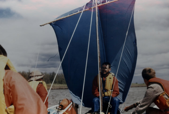 Sailing with all 3 Canoes Tied Together