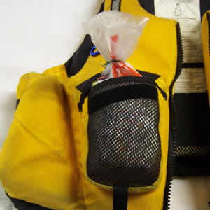 Lifejacket showing Pocket with Inner plastic Bag
