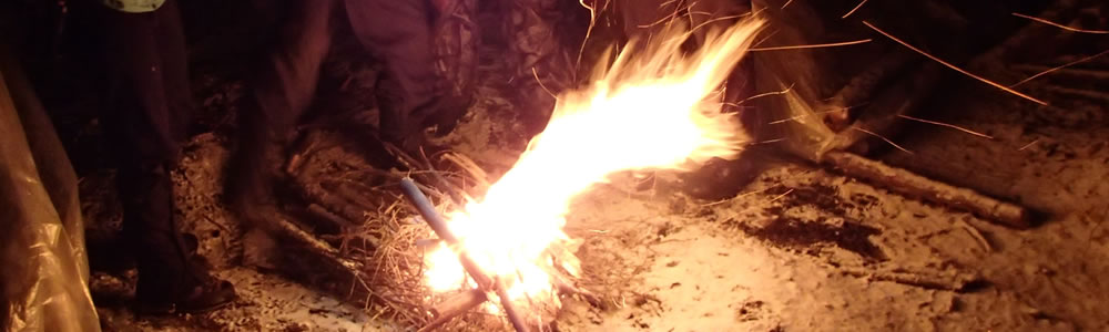 Survival Fire Burning on a Custom Training Course