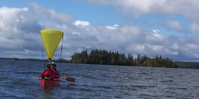 Sailing with a rigged canoe