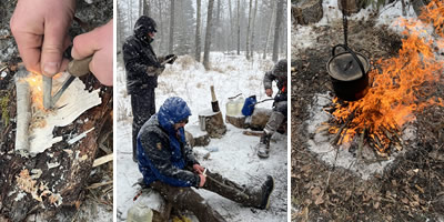 Day 2 Activities on the Winter Boreal Survival Coursee