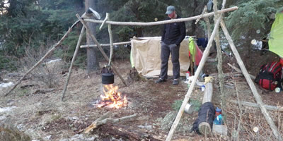 Cooking on the Winter Survival Trek