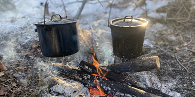 Cooking on the Winter Survival Trek