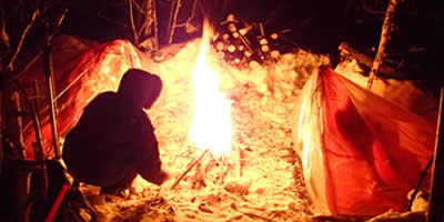 Fire Lighting at a Survival Camp