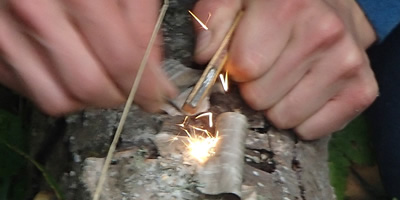 Using a Striker to Light a Fire