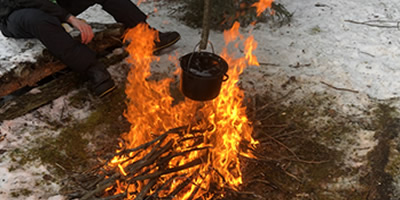 Cooking over a Fire at Lunch