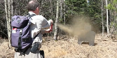 Firing Bear Spray at a Black Bear Target